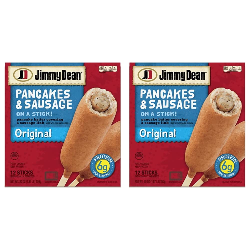 Jimmy Dean Pancakes and Sausage On a Stick - Breakfast On-the-Go - Portable Frozen Sandwiches - Busy Mornings - 2 Pack (