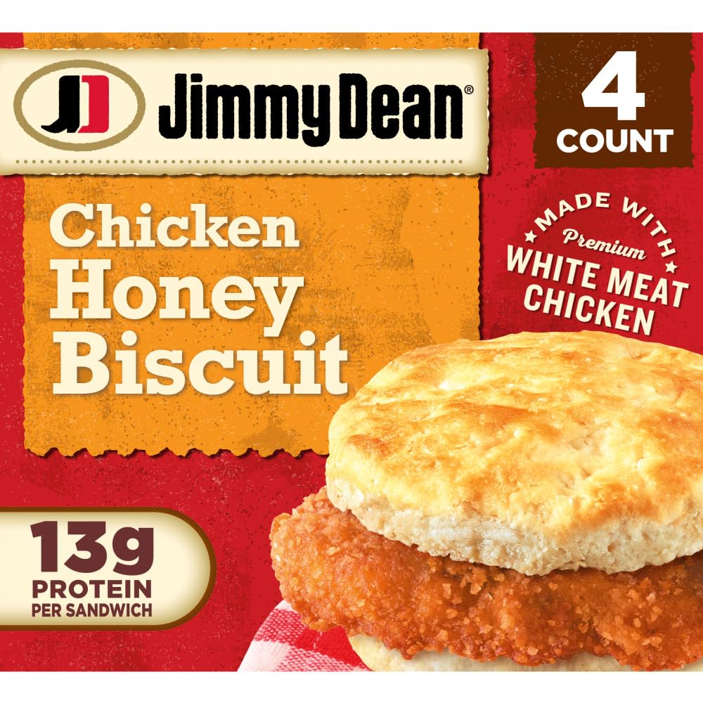 Jimmy Dean Crispy Chicken Honey Biscuit - Crispy and Sweet for Snacking, 16.4 Oz, 4 Count  
Jimmy Dean Crispy Chicken Ho