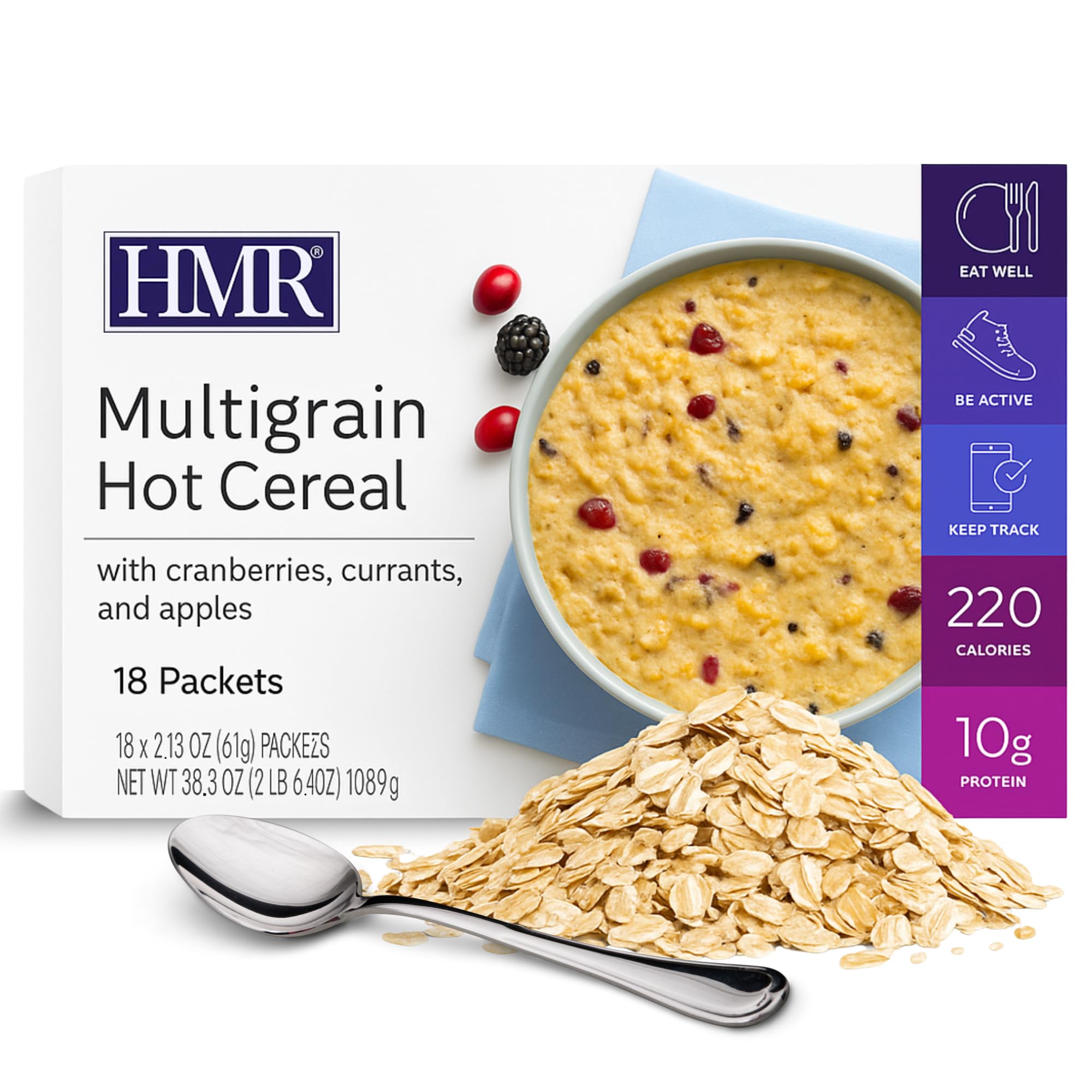 HMR Multigrain Hot Cereal for Weight Management | Low Calorie Hearty Breakfast or Snack | 10g of Protein
| HMR Multigra