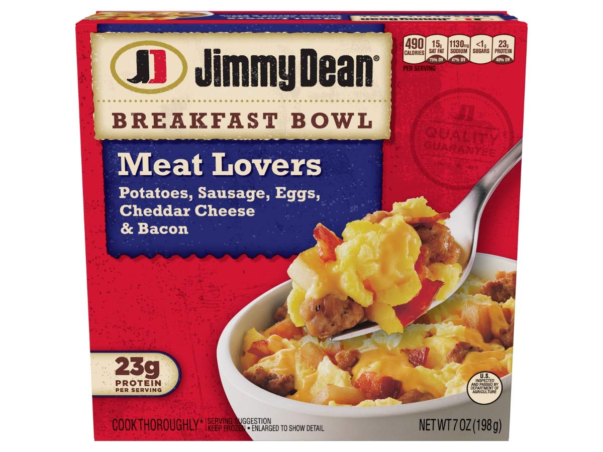 Jimmy Dean Meat Lovers Breakfast Bowl for Meat Lovers -- Perfect for Breakfast, Family Size, 7 oz Each, 8 per Case