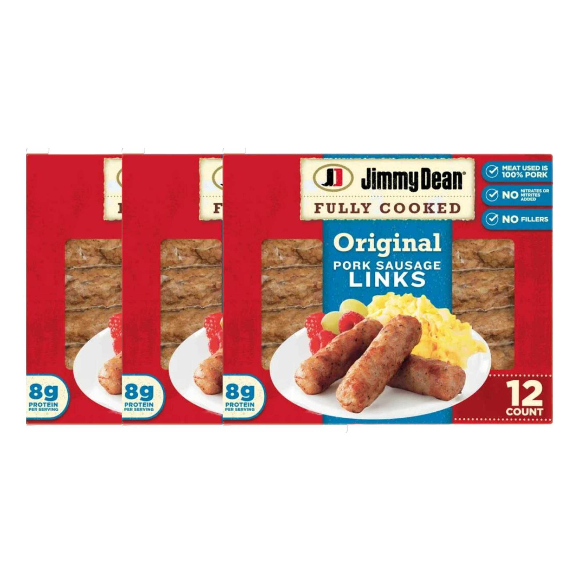 Jimmy Dean Turkey Sausage Links - Fully Cooked - 100% Turkey, 13 grams of Protein Per Serving - Great for Breakfast and