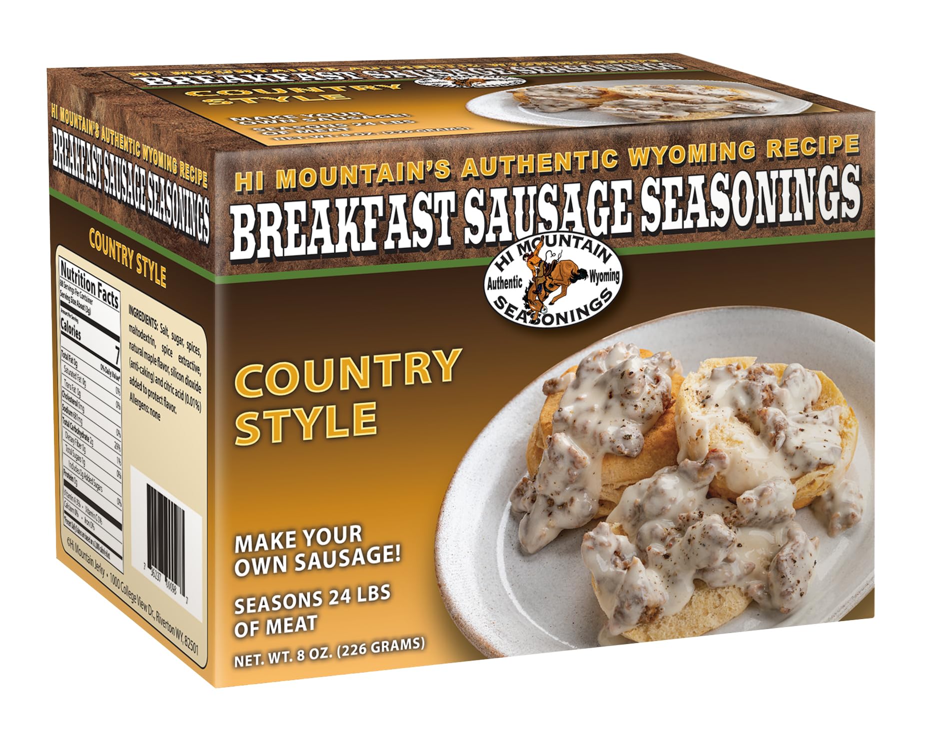 Hi Mountain Breakfast Sausage Seasoning Mix Country Style - Make Homemade Sausage with Pork, Venison, Deer, Elk & Wild G