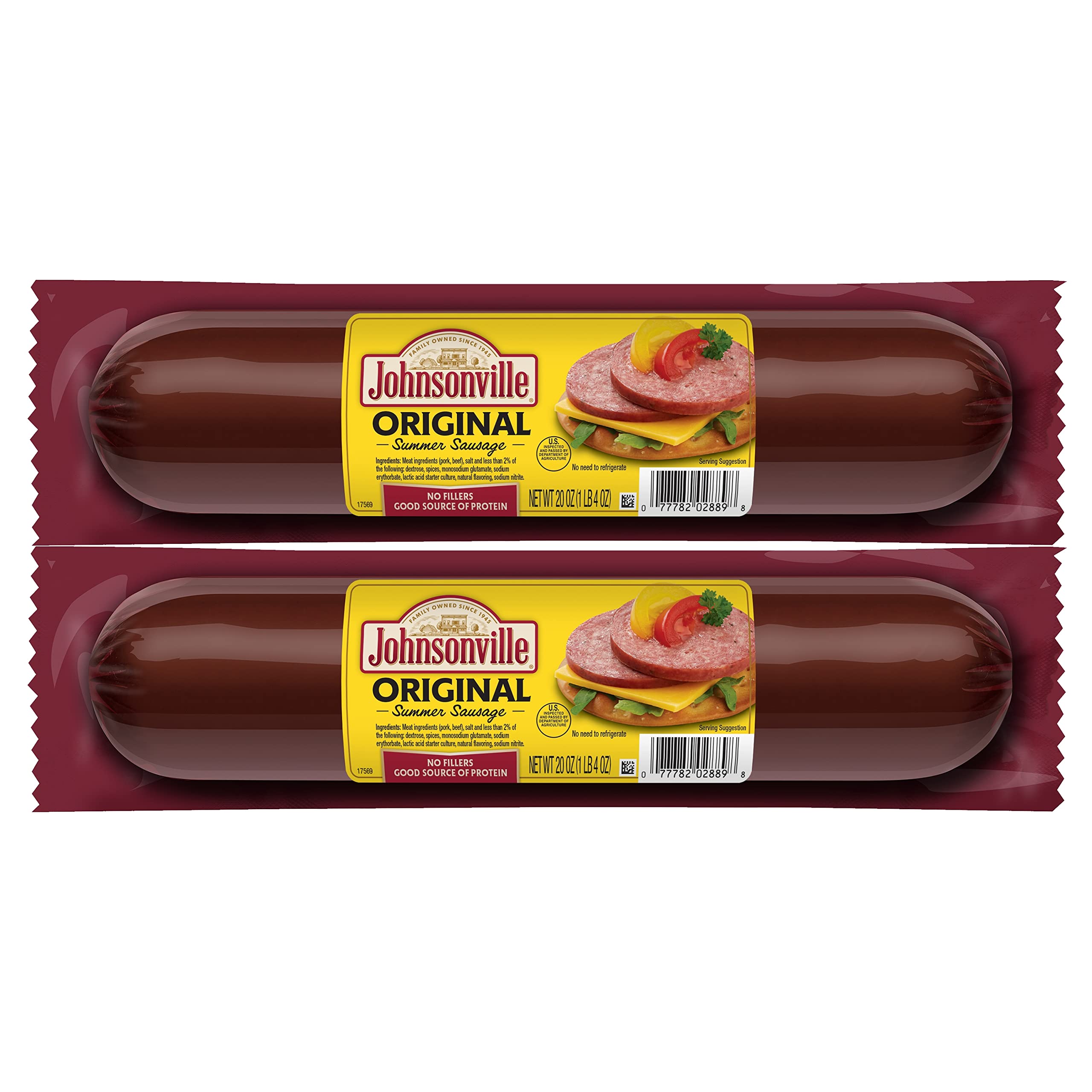 Johnsonville Original Summer Sausages Good Source of Protein Great for Charcuterie and Cheese Boards 2/20oz.